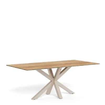 Heaven Dining Table with Wild Oak Ceramic Glass Top in Grey 200x100cm