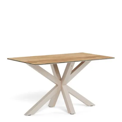 Heaven Dining Table with Wild Oak Ceramic Glass Top in Grey 135x80cm