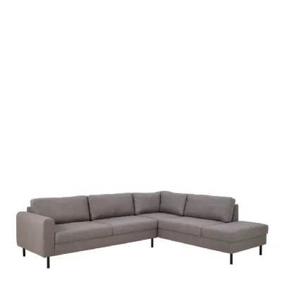 Omaha Right Hand Facing Corner Sofa in Light Grey Brown Fabric