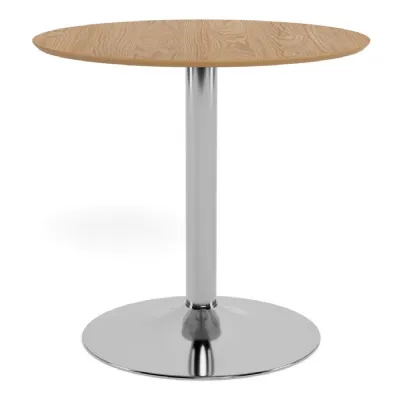 Ibiza Round Cafe Table in Matt Oak with Chrome Base