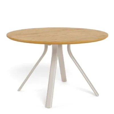 Bristol Round Dining Table in Wild Oak & Grey Metal Base