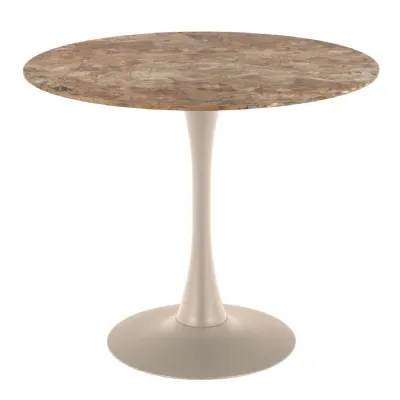 Malta Round Dining Table in Brown Ceramic with Grey Base