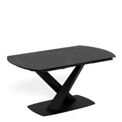 Morella Oval Extending Dining Table in Black Ceramic 160 to 240cm