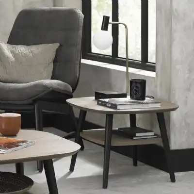 Weathered Dark Oak Lamp Table Black Legs