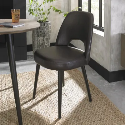 Pair of Weathered Oak Aged Vintage Leather Dining Chairs