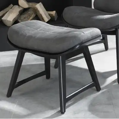Weathered Oak Dark Grey Mottled Fabric Footstool