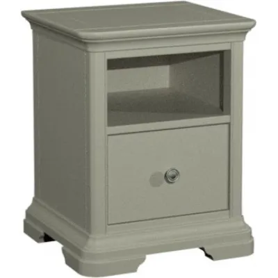 Blue Grey Wood 1 Drawer Small Bedside Table