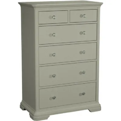 Blue Grey Wooden 2 Over 4 Tall Chest of Drawers