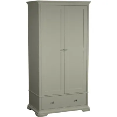 Blue Grey Wood 2 Door 1 Drawer Double Wardrobe