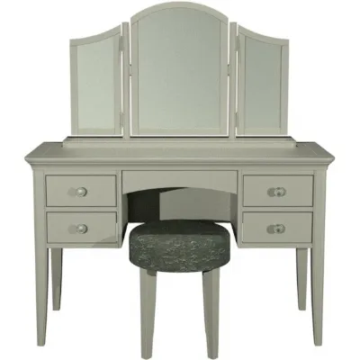 Blue Grey Wood 4 Drawer Dressing Table with Jewellery Tray