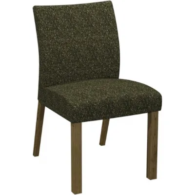 Green Fabric Upholstered Dining Chair Rustic Oak Legs