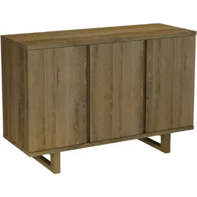 Rustic Oak 3 Door Narrow Sideboard Oiled Finish