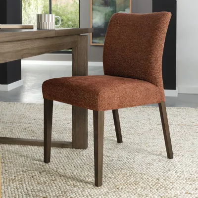 Auburn Brown Fabric Dining Chair with Dark Oak Legs