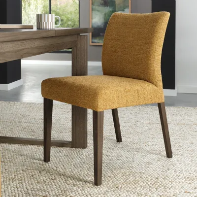 Mustard Yellow Fabric Dining Chair with Dark Oak Legs