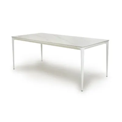 White Ceramic 1.6m Medium Dining Table with Aluminium Legs