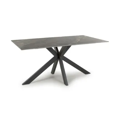 Grey Ceramic Top 1.6m Medium Dining Table with X Shaped Base
