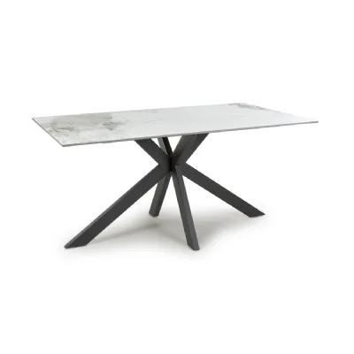 White Ceramic Top 1.6m Medium Dining Table with X Base