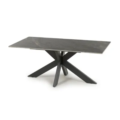 Grey Ceramic Top Rectangular Coffee Table with X Frame