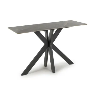 Grey Ceramic Top Console Table with X Frame