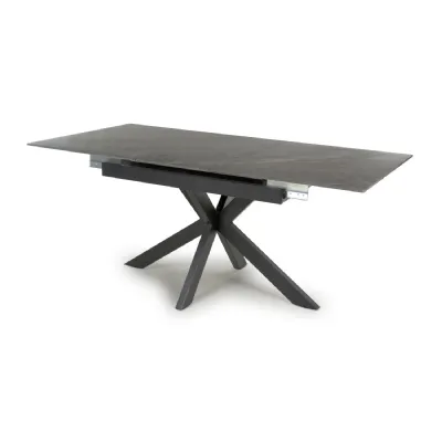 Grey Ceramic Extending Dining Table X Frame 1.4m to1.8m