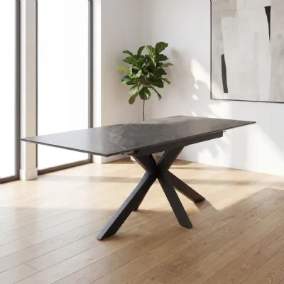 Grey Marble Effect Top 180cm Large Extending Dining Table