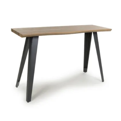 Natural Wooden Curve Edge Top Console Table with Metal Legs