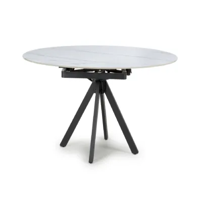 White Ceramic Top 120cm Round Dining Table Rotating Leaves