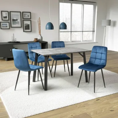 Grey Concrete Effect Top 1.2m Dining Table with Black Legs