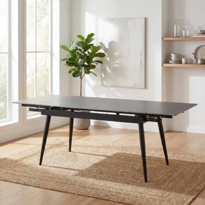 Grey Marble Effect Large Extending Dining Table 120 to 180cm