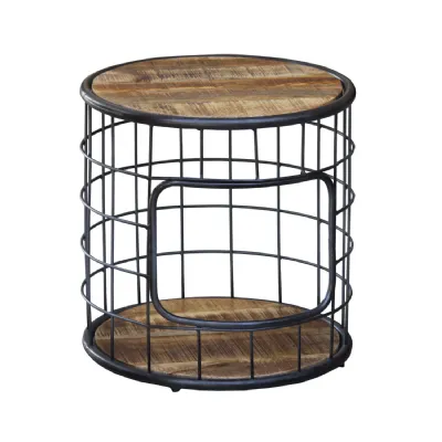Industrial Mango Wood and Black Metal Coffee Table