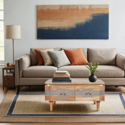 Wilton Acacia Wood 2 Drawers Coffee Table