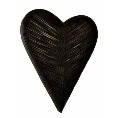 Rattan Heart Large Black