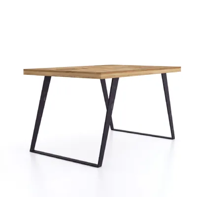Industrial Mango Parquet 135cm Dining Table with Metal Legs