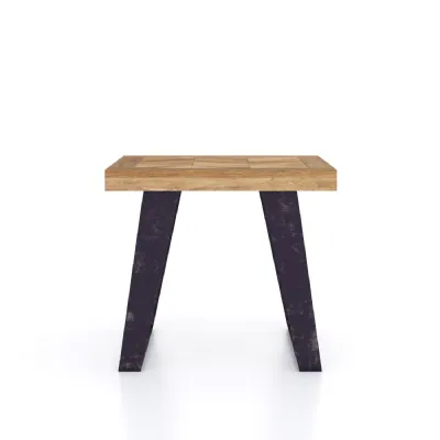 Industrial Natural Mango Wood and Black Metal Lamp Table