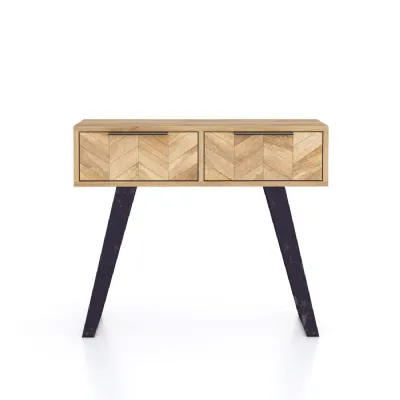 Modern Natural Mango Wood 2 Drawer Console Table