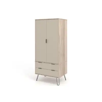 Industrial 2 Door 2 Drawer Calico Driftwood Wardrobe in Wood Grain Textured Finish