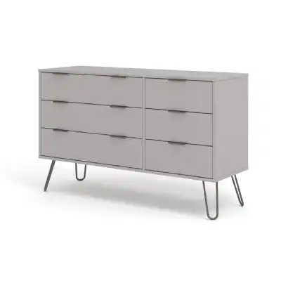 Core Modern Industrial Textured Grey 3+3 Drawer Wide Chest of Drawers