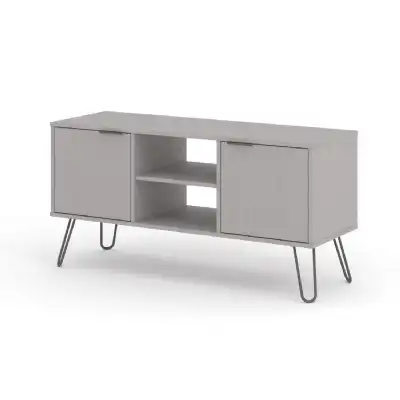 Modern Low Wide Grey 2 Door Flat Screen TV Unit With Pull Up Handles 57x114.5cm