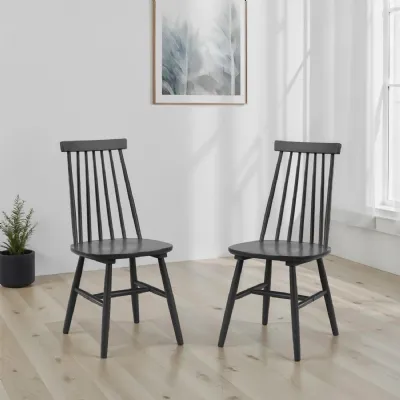 Set Of 2 Alassio Spindle Back Dining Chairs Black