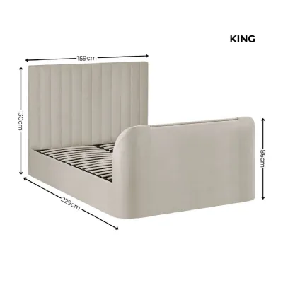 Alana Side Lift Ottoman TV Bed Cream Velvet, King