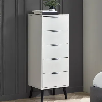 Alba 5 Drawer Narrow Chest Silk Grey