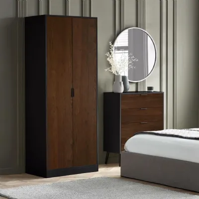 Alba 2 Door Wardrobe Walnut Black
