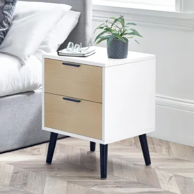 Alba 2 Drawer Bedside White Oak