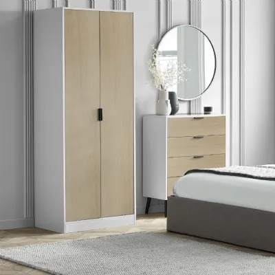 Alba 2 Door Wardrobe White Oak