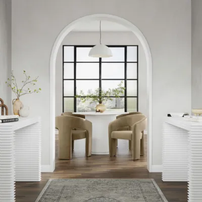 Modern Brown Velvet Upholstered Dining Chair in Curved Design