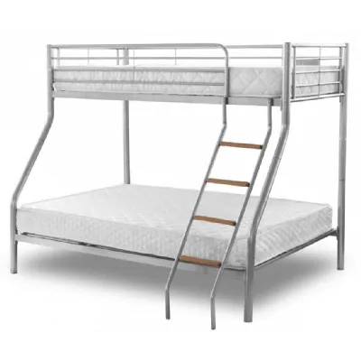 Silver Metal Triple Sleeper Bunk Bed with Double Bed