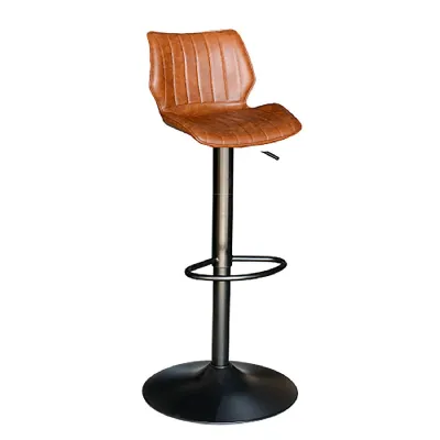 Modern Tan PU Leather Upholstered Gas Lift Bar Stool