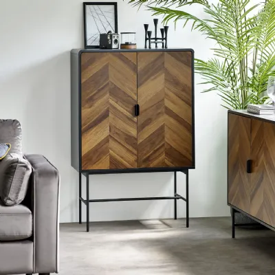 Alvin Black and Natural Wood Effect 2 Door Storage Cabinet