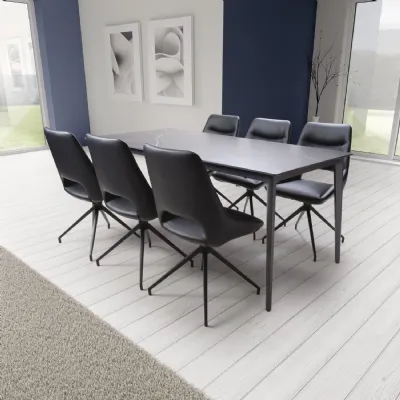 Black Marble Effect Large Rectangular 180cm Dining Table
