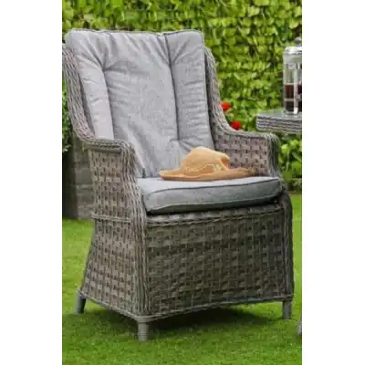 Dark Grey Luxury Rattan Dining Chair with Cushions